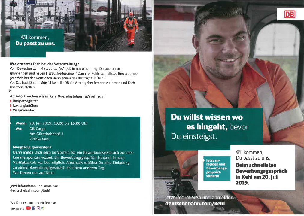 Offre d'emploi DB Cargo à Kehl Kesseldorf